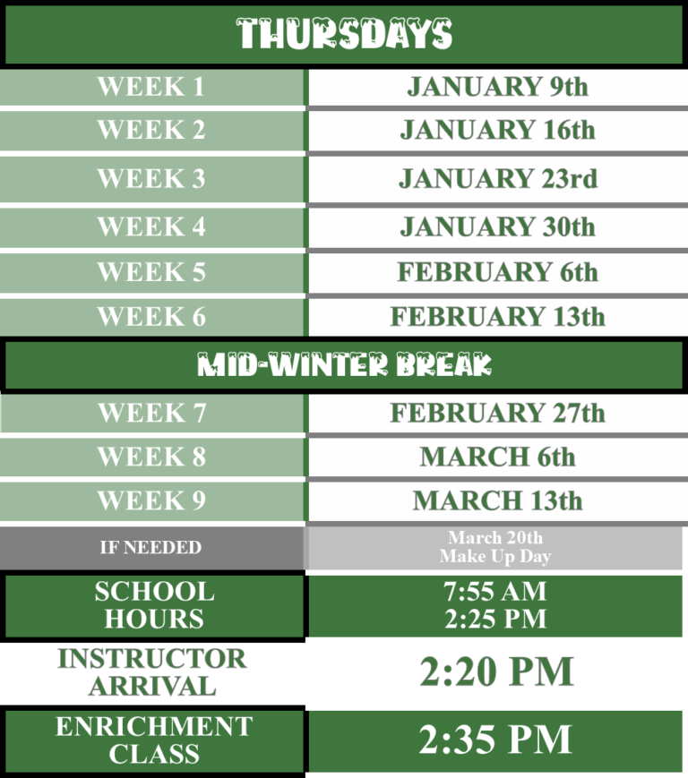 Winter 2025 THURSDAYs Schedule